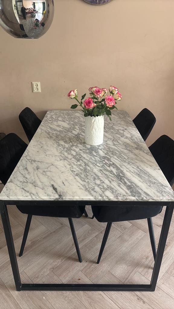 Eettafel marmer 90 x  160, Huis en Inrichting, Tafels | Eettafels, Zo goed als nieuw, 150 tot 200 cm, Rechthoekig, 50 tot 100 cm