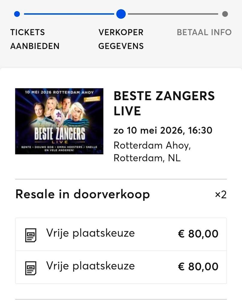 2 tickets de beste zangers GOLDENRCIRCLE, Twee personen