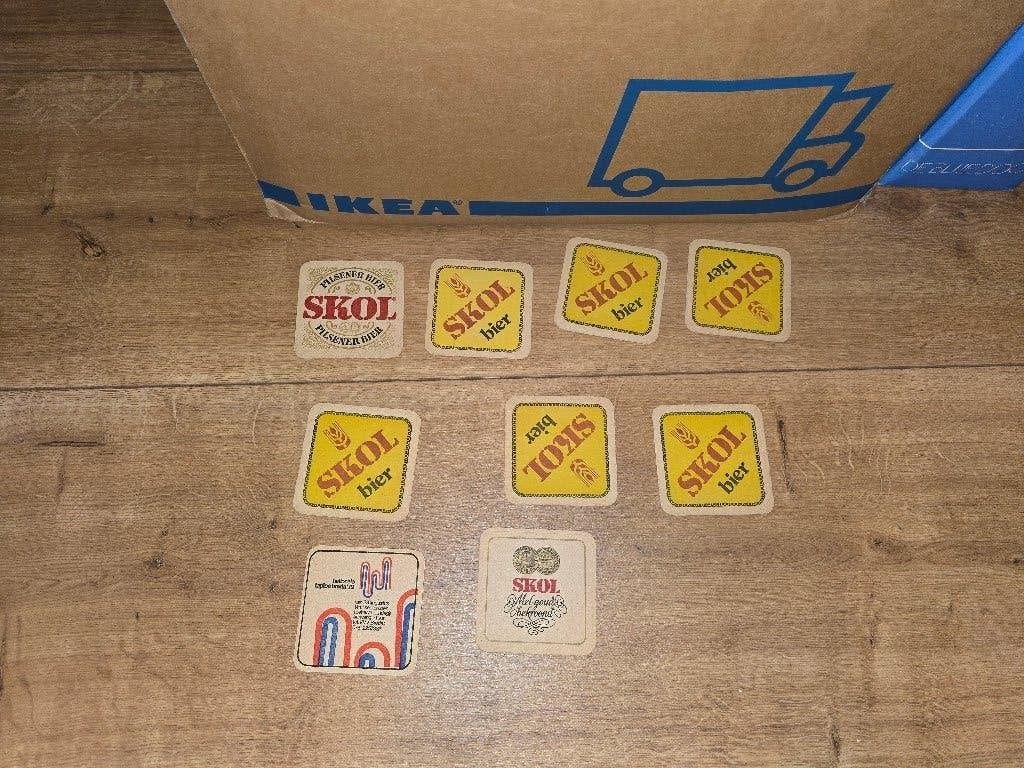 Vintage Skol bierviltjes, Ophalen of Verzenden, Gebruikt, Viltje(s), Overige merken