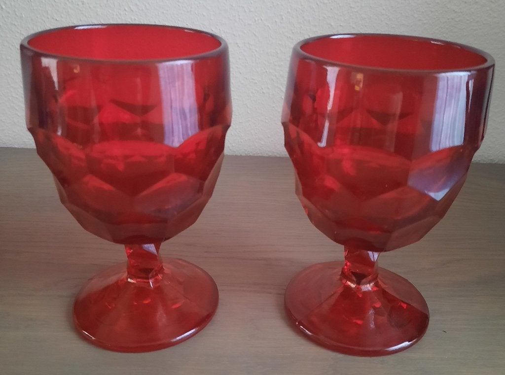 2 rode Viking Glass Company beker / kelk, Antiek en Kunst, Ophalen of Verzenden