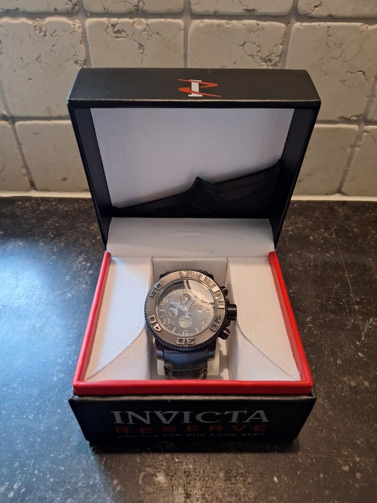 Invicta Reserve Sea Hunter Model 10697 Herenhorloge, Overige merken, Leer, Staal, Polshorloge