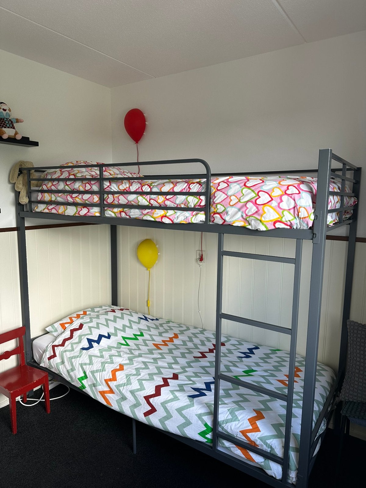 Stapelbed grijs metaal, Huis en Inrichting, Slaapkamer | Stapelbedden en Hoogslapers, Ophalen, 90 cm, 160 tot 180 cm, Tweepersoons