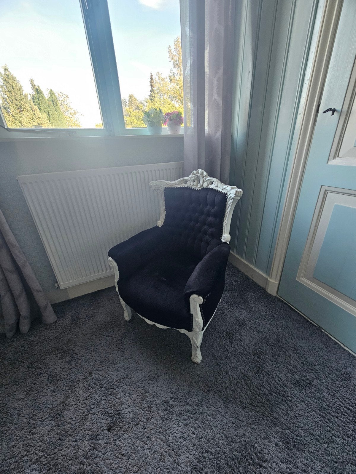 Kleine Elegante Zwarte Barok Fauteuil - Zo goed als nieuw, Ophalen, Hout, Barok, Klassiek, Elegant, Gebruikt