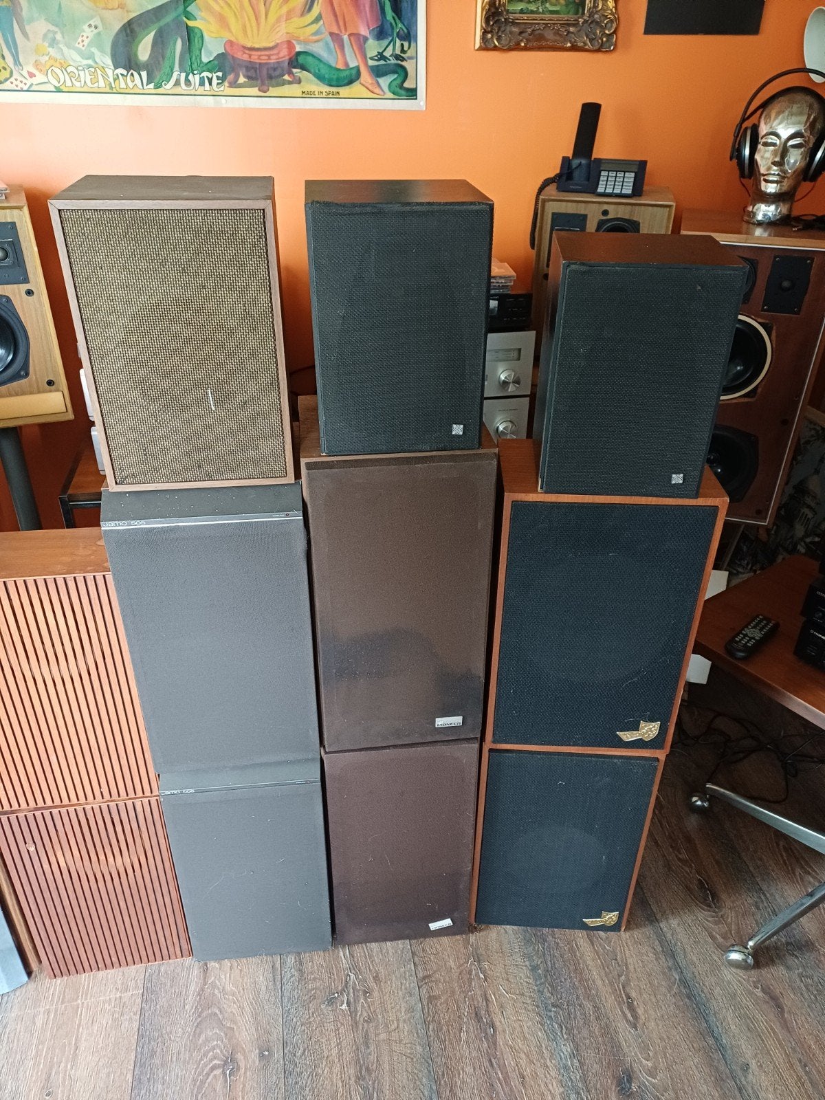 Partij vintage luidsprekers (9 sets) Pioneer, Jamo, Telefu, Audio, Tv en Foto, Luidsprekers, Ophalen, Gebruikt, 60 tot 120 watt