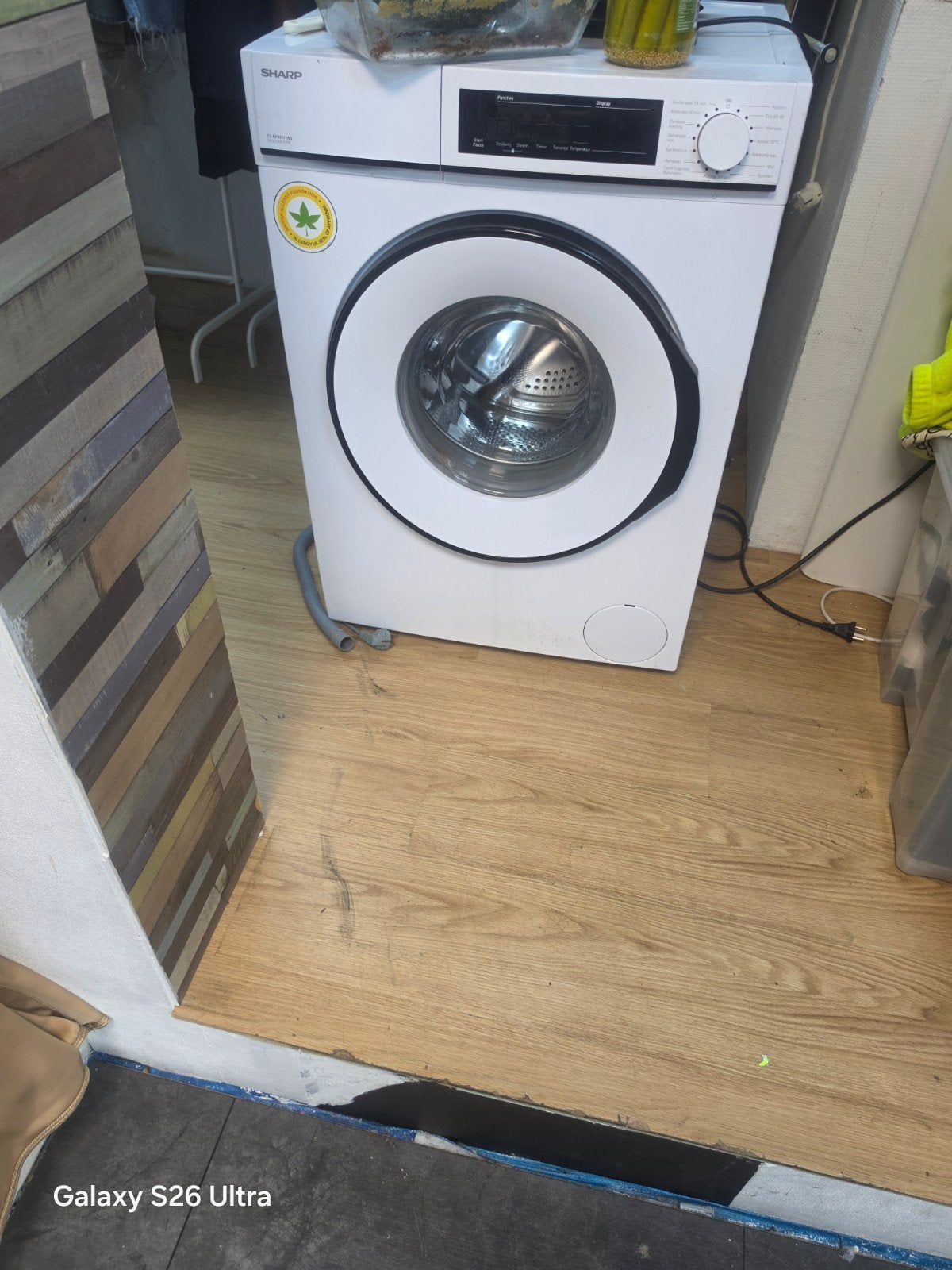 Sharp Voorlader Wasmachine - Zo goed als nieuw, Ophalen of Verzenden, Zo goed als nieuw, Voorlader, 85 tot 90 cm