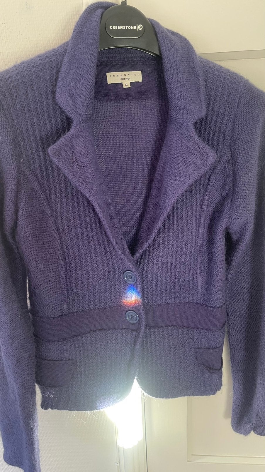 Te koop; wollen vest, Essentiel, blauw, maat S, Ophalen of Verzenden, Zo goed als nieuw, Maat 38/40 (M), Blauw