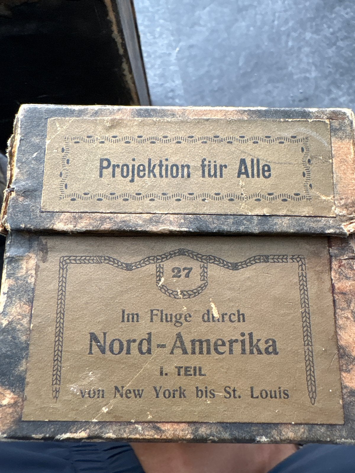 Antieke Toverlantaarn Plaatjes - Reis door Noord-Amerika, Ophalen of Verzenden, Gebruikt