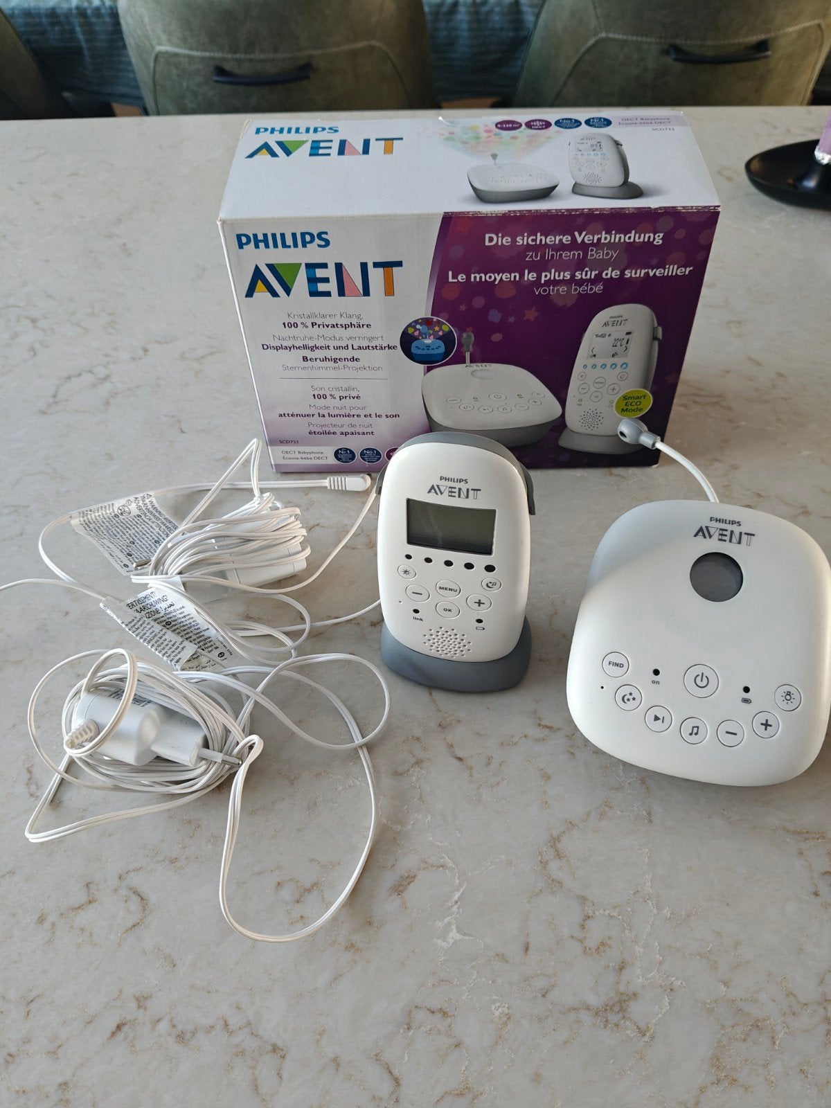 Philips Avent babyfoon, grijs, Kinderen en Baby's, Babyfoons, Gebruikt, 250 meter of meer, Terugspreekfunctie, Verzenden