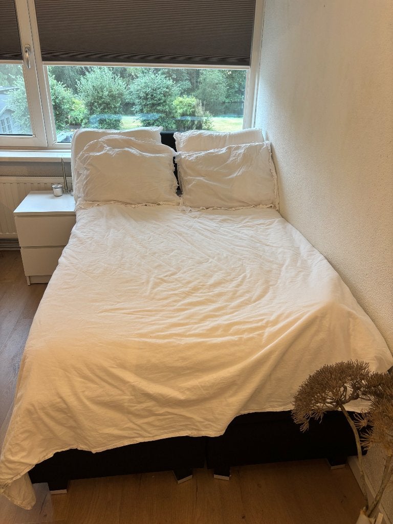 Boxspring beterbed, Ophalen, Zwart, Tweepersoons, Zo goed als nieuw