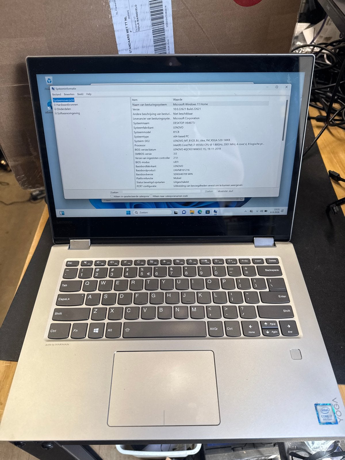 Lenovo Yoga 520-14IBK i7 Laptop - Windows 11, Computers en Software, Gebruikt, 2 tot 3 Ghz, Qwerty, 8 GB