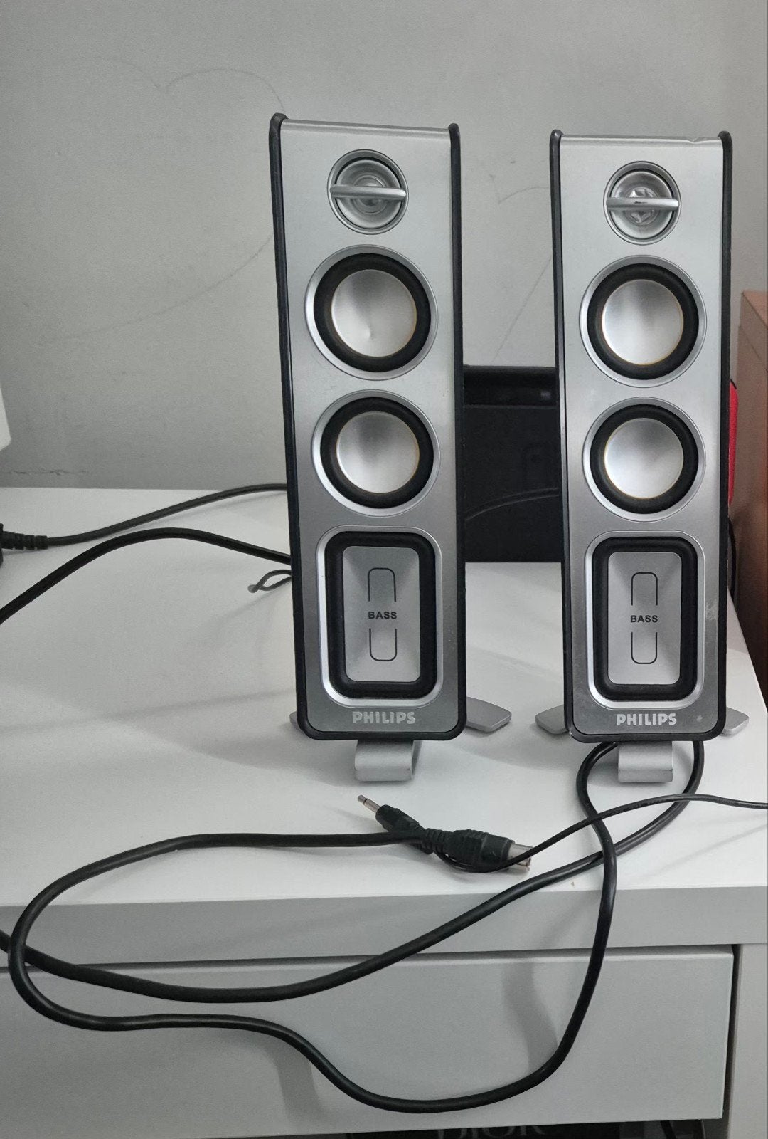 Philips speakerset met subwoofer - Goede staat, Audio, Tv en Foto, Philips, Gebruikt, Inclusief kabels, Speakerset
