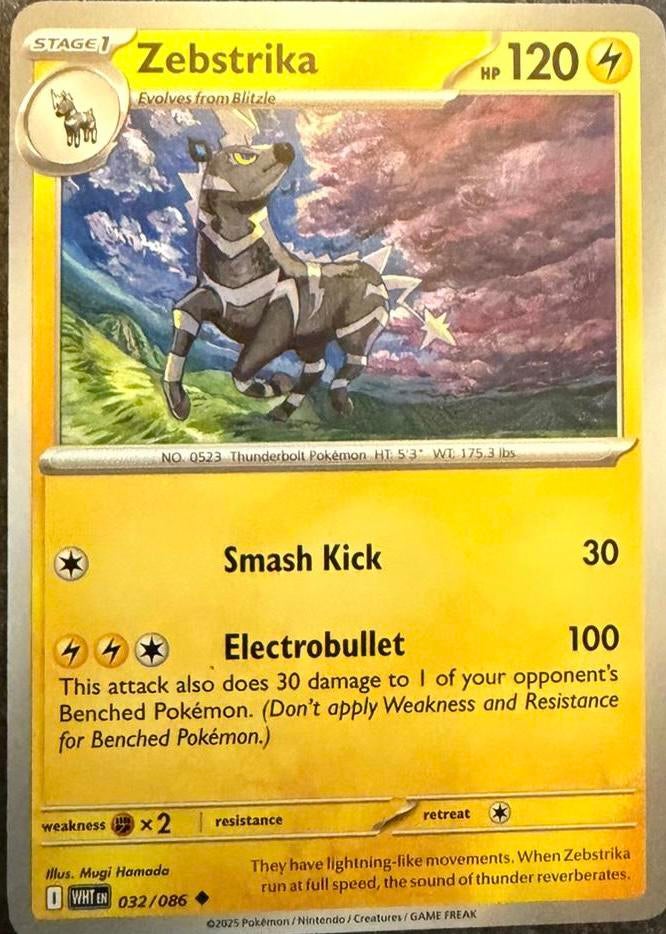 Pokémonkaart van Zebstrika (523) • White Flare (032/086), Verzenden, Nieuw, Losse kaart