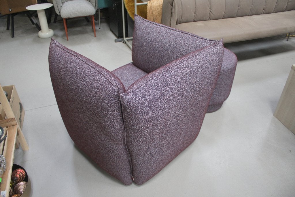 Luxe fauteuil VASA + ronde hocker TRAY Jess Design stof, Huis en Inrichting, Ophalen, 75 tot 100 cm, Zo goed als nieuw, 75 tot 100 cm