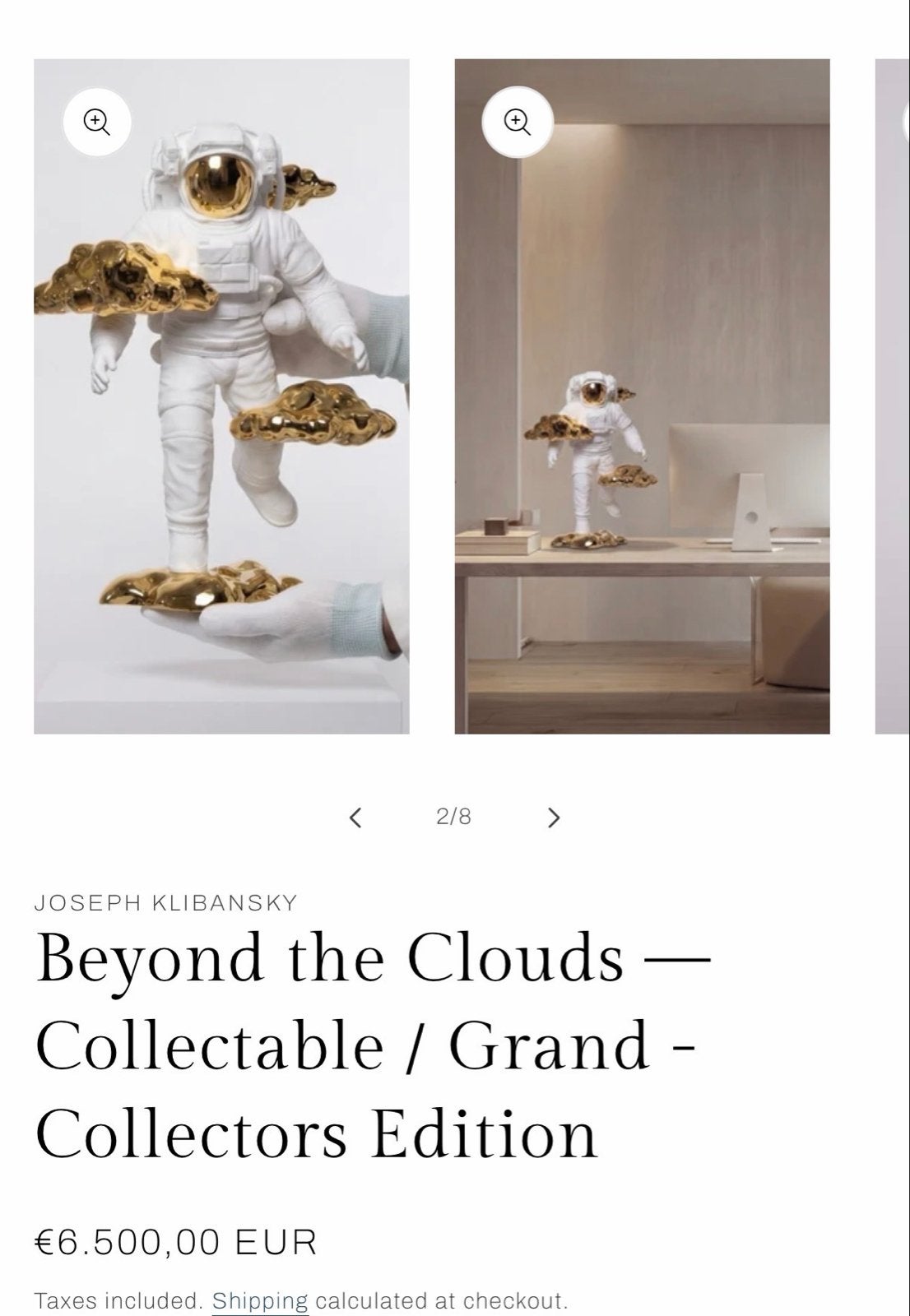 Joseph klibansky Beyond the Clouds — Collectable / Grand, Handgemaakt, Wit, Overige materialen, Beeld