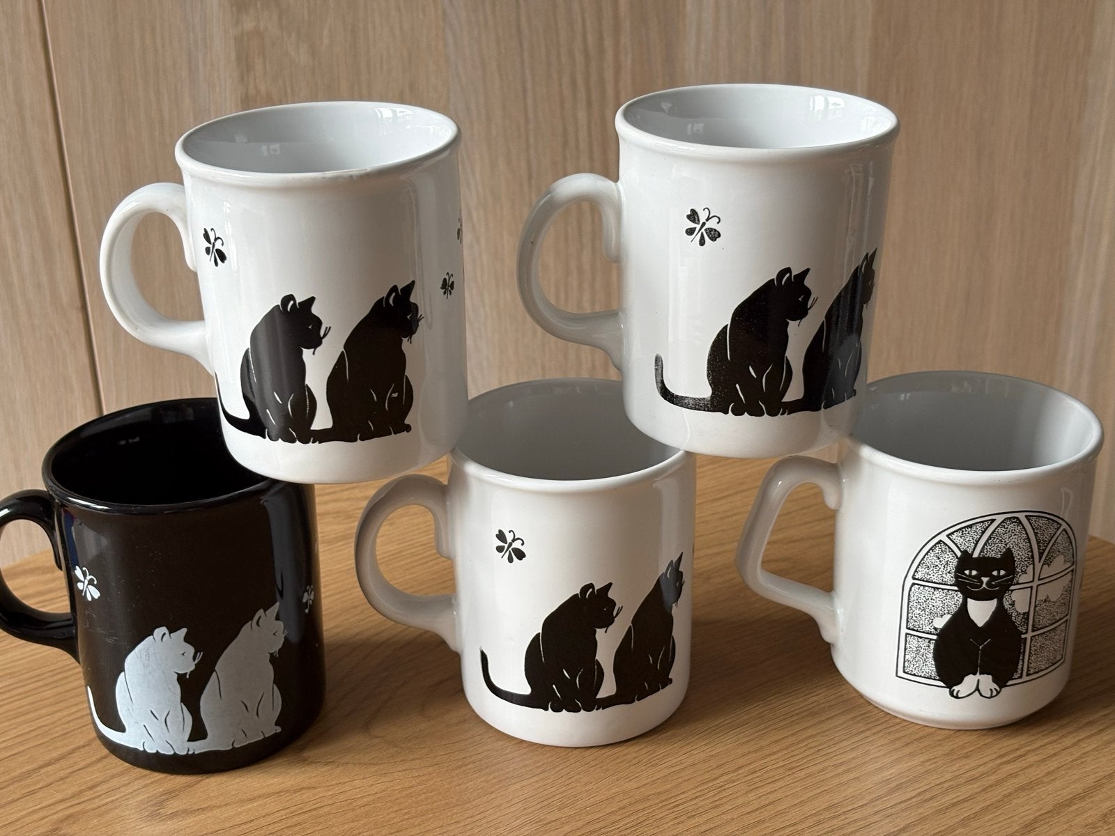 5 Katten Mokken - Made in England, Gebruikt, Keramiek, Ophalen of Verzenden, Overige stijlen