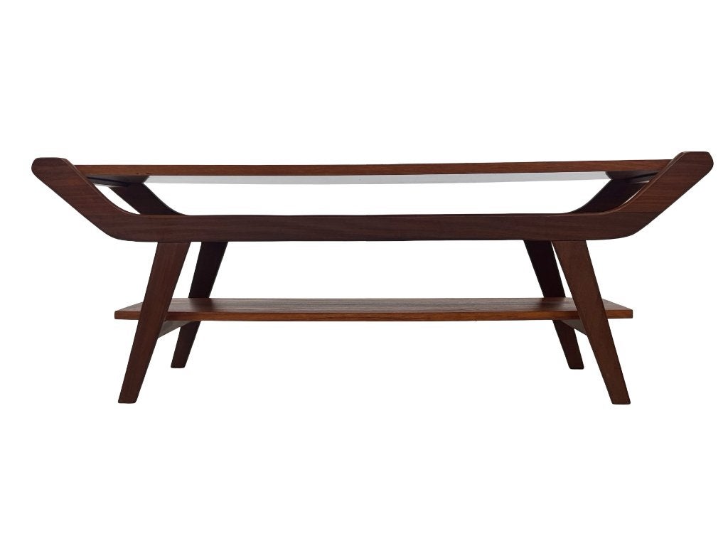Vintage salontafel coffee table teak fineer jaren 60 design, Ophalen, Gebruikt, 100 tot 150 cm, Teakhout