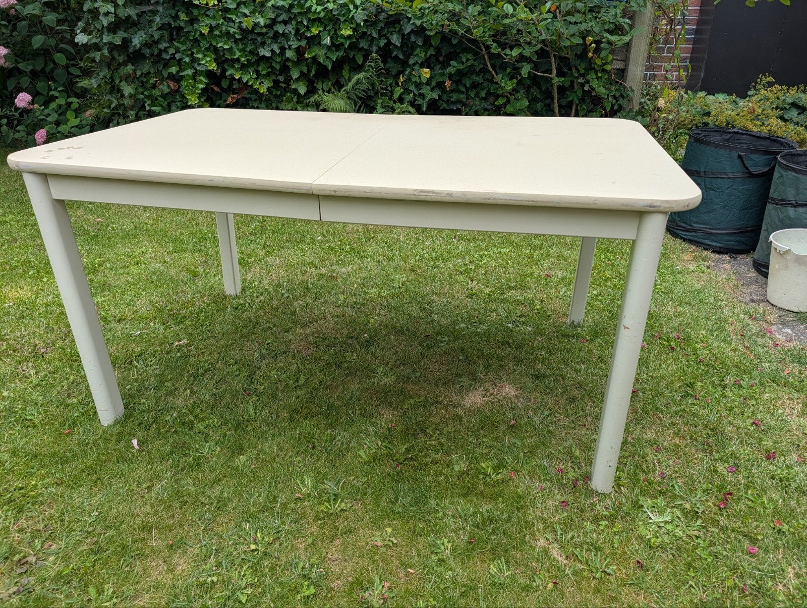 Gebruikte,grote,witte, Ikea eettafel 150(192)-90 cm, Huis en Inrichting, Tafels | Eettafels, Ophalen, Gebruikt, 100 tot 150 cm