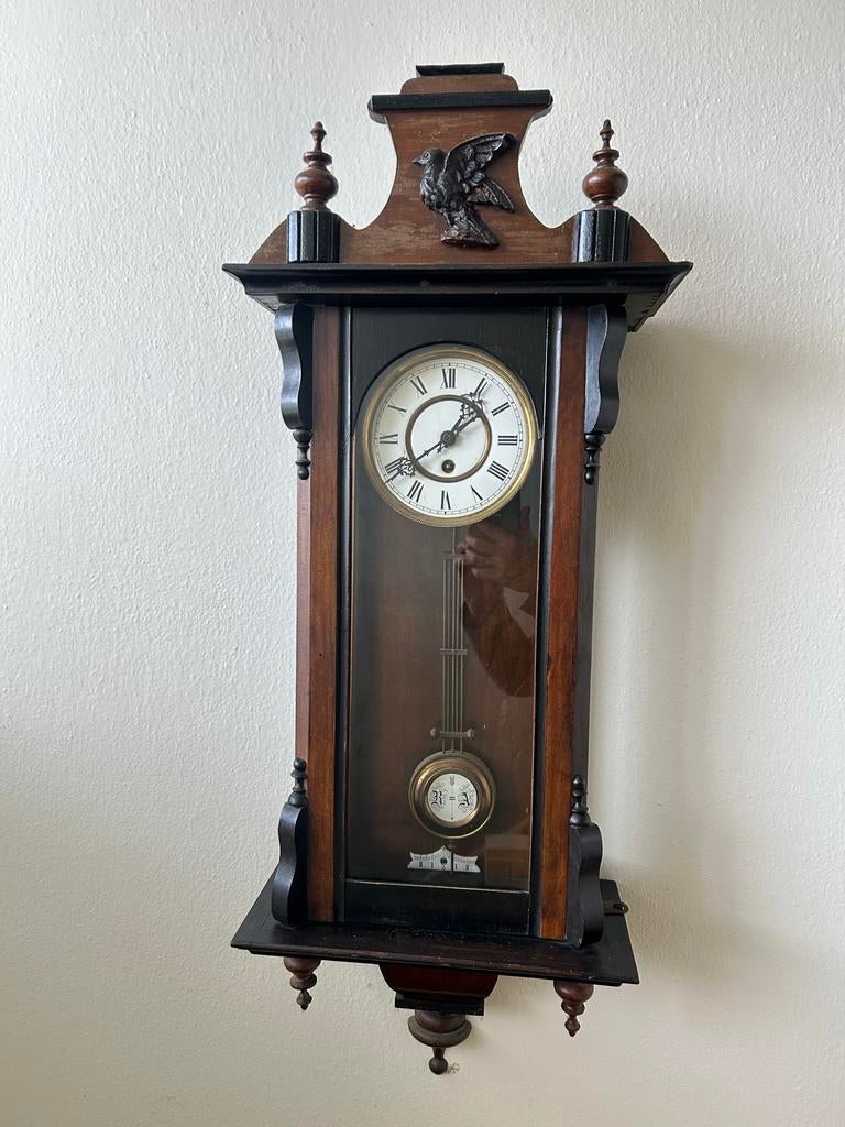 Duitse Regulateur Wandklok (Werner) met adelaar, Antiek en Kunst, Ophalen