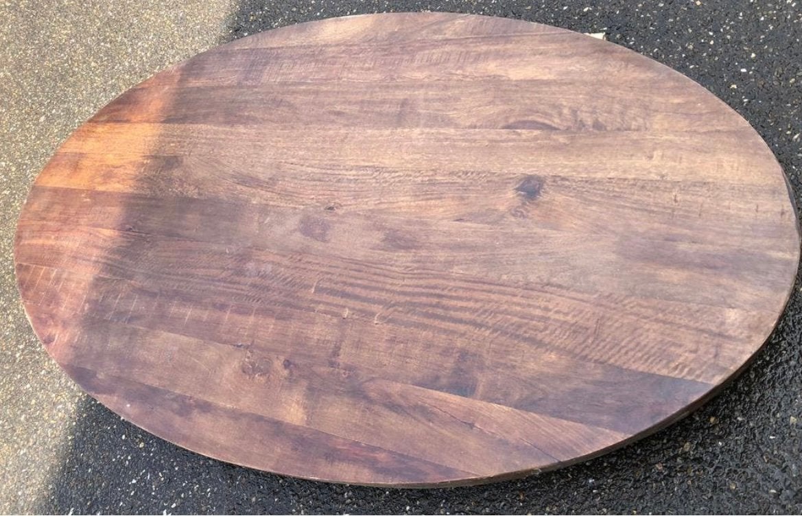 Ovaal tafelblad 180x100 cm (mangohout), Ophalen, 100 tot 150 cm, Zo goed als nieuw, Ovaal