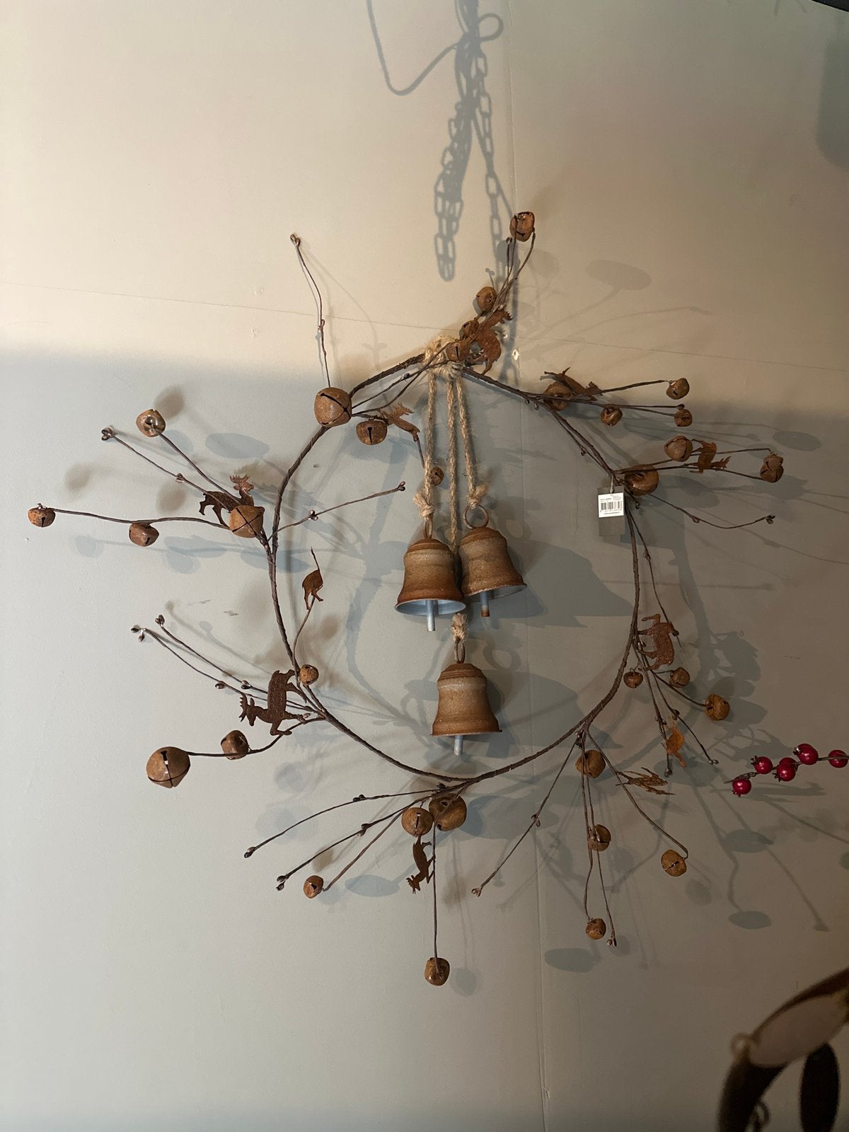 Decoratieve krans met rendieren en bellen - Ø 40 cm, Ophalen of Verzenden