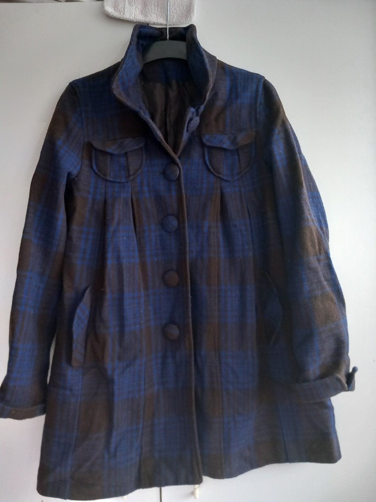 H&M Winterjas klokkend model maat 40/ M met wol, Kleding | Dames, Maat 38/40 (M), H&M, Bruin, Ophalen of Verzenden