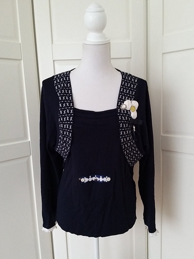 Made in Italy blauwe trui met bolero, maat L (valt als XL), Made in Italy, Blauw, Maat 42/44 (L), Ophalen of Verzenden