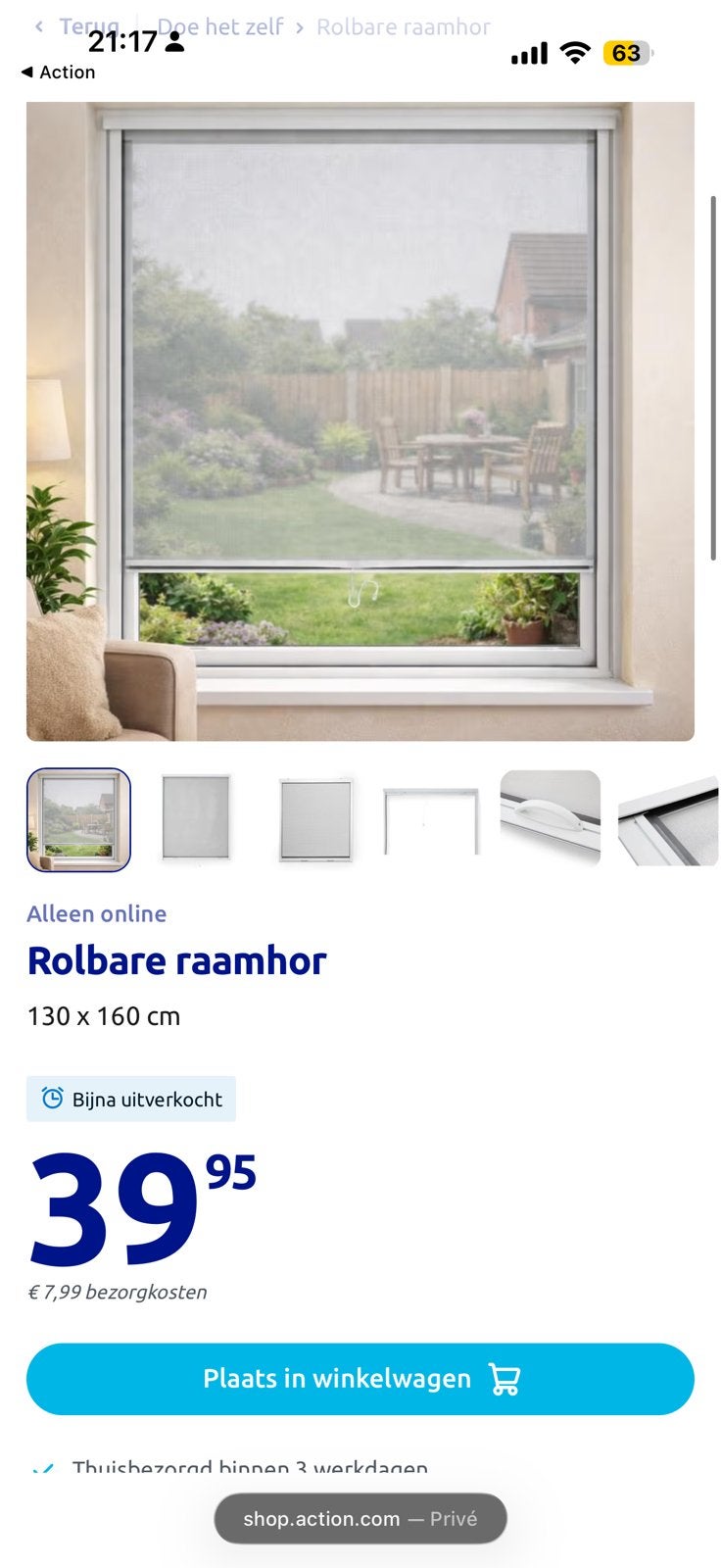 Rolbare raamhor te koop prijs is per raamhor, Ophalen, Overige materialen, Nieuw, 130 cm