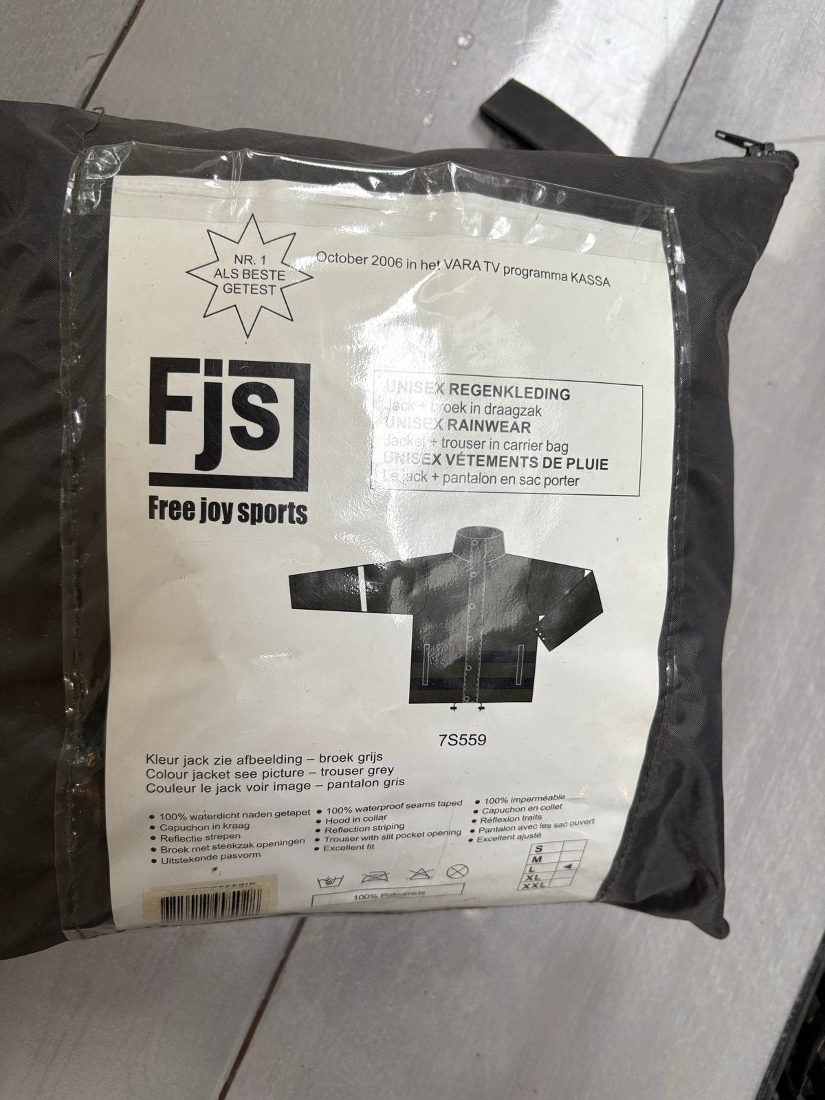 FJS Unisex Regenpak - Maat L - Grijs, Ophalen, Nieuw, Regenbroek, Dames