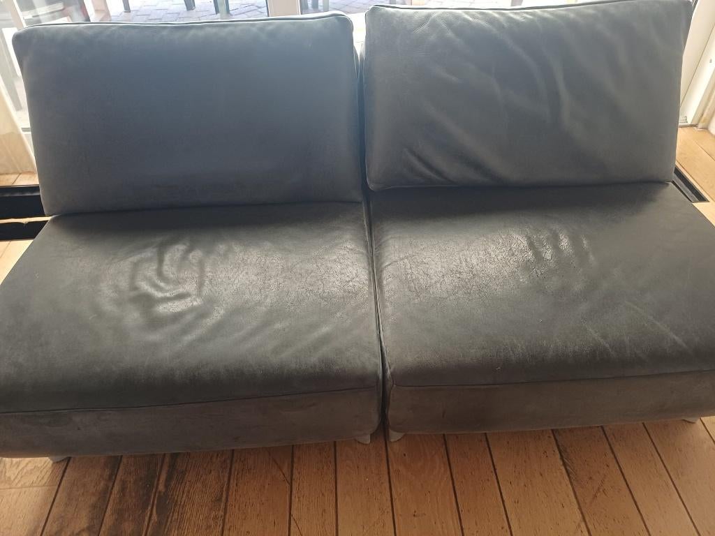 2 leren zwarte fauteuils, Ophalen, Gebruikt, 75 tot 100 cm, Jouw stijl
