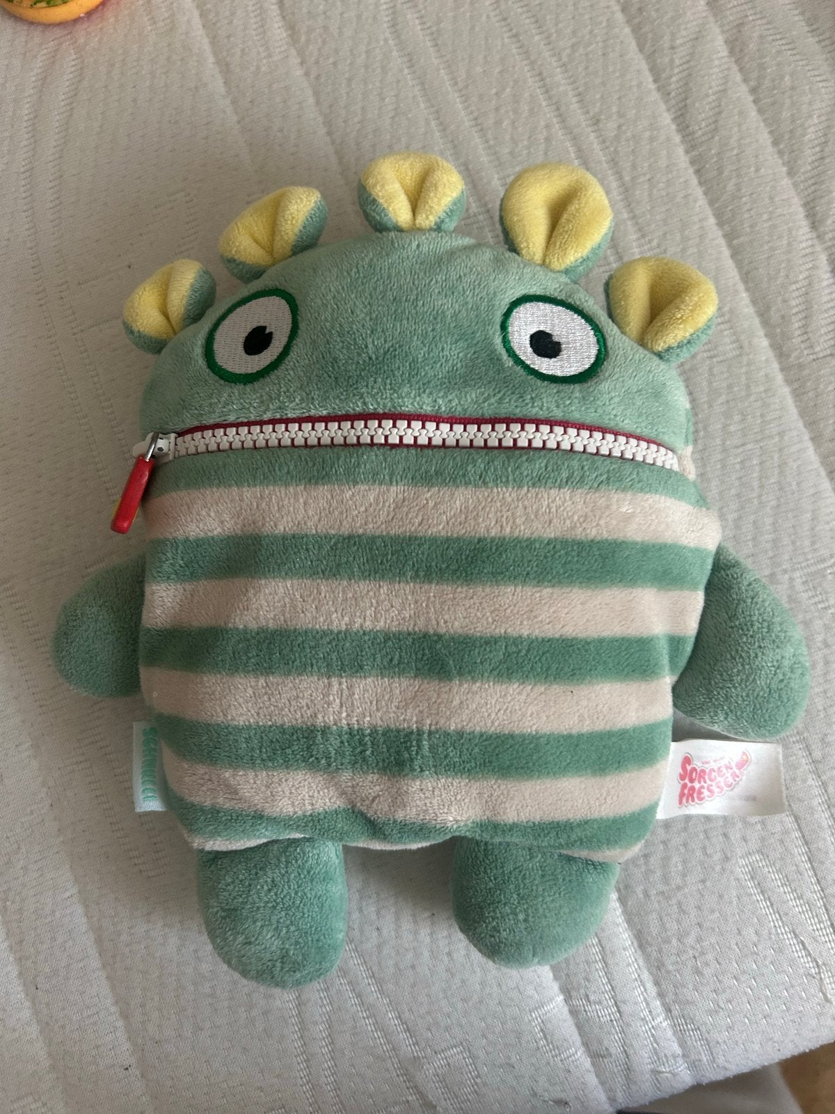 Sorgenfresser Worry Eater Knuffel Groen Gestreepte Monster, Groen, Overige merken, Overige karakters, Overige typen