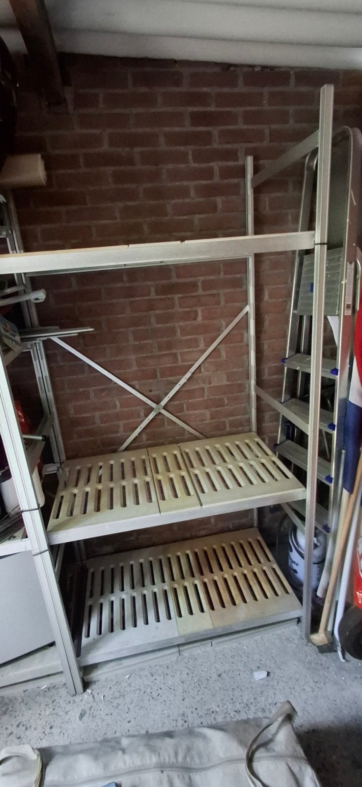 Aluminium rek/stelling met planken, Ophalen, Gebruikt