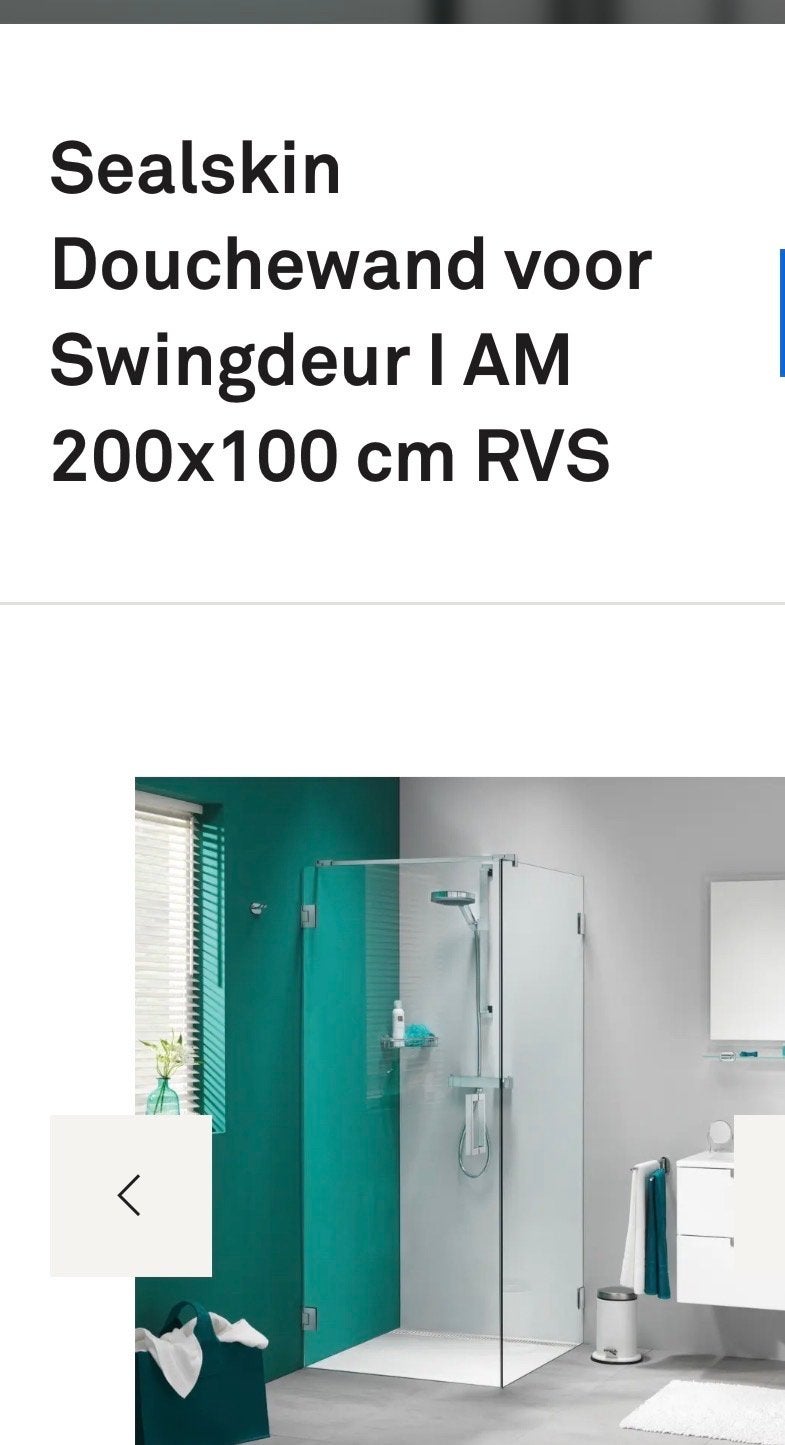 Sealskin Douchewand Swingdeur I AM 200x100 cm RVS, Ophalen, Nieuw, Met douche