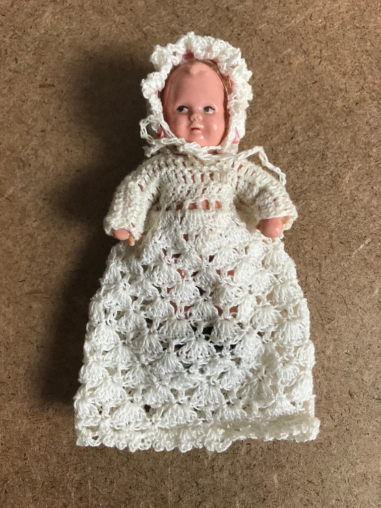 Oud Klein Baby Popje Babypopje Edi Celluloid 8 cm, Ophalen of Verzenden, Gebruikt, Pop