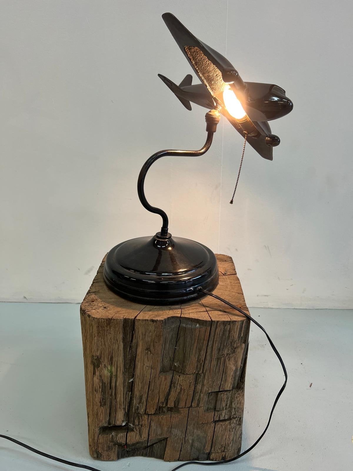 Unieke industriele jaren 20 vliegtuiglamp van ijzer, Ophalen