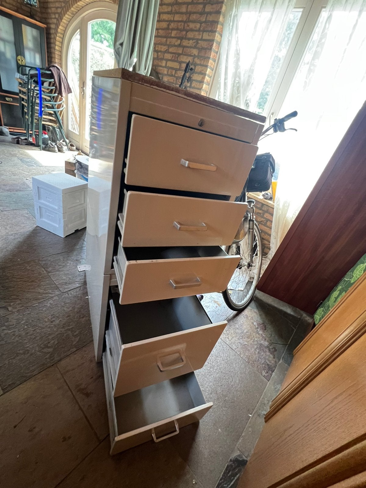 Metalen ladekast met 5 lades, Huis en Inrichting, Ophalen, 5 laden of meer, 50 tot 100 cm, Zo goed als nieuw