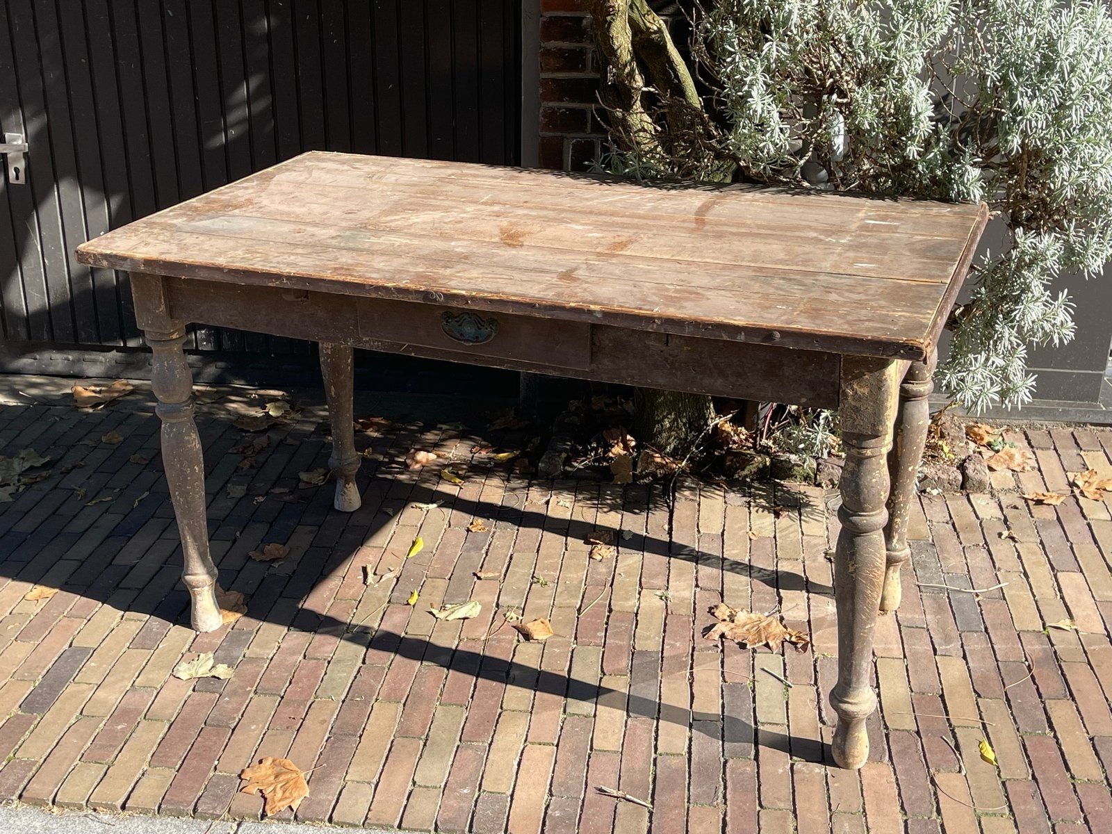 stoere verweerde landelijke Franse brocante eet-tafel/bureau, Ophalen