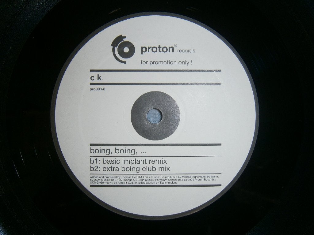 CK – Boing, Boing. 2001. Promo Techno Hard Style Hard Trance, Ophalen, Zo goed als nieuw, Techno, 12 inch