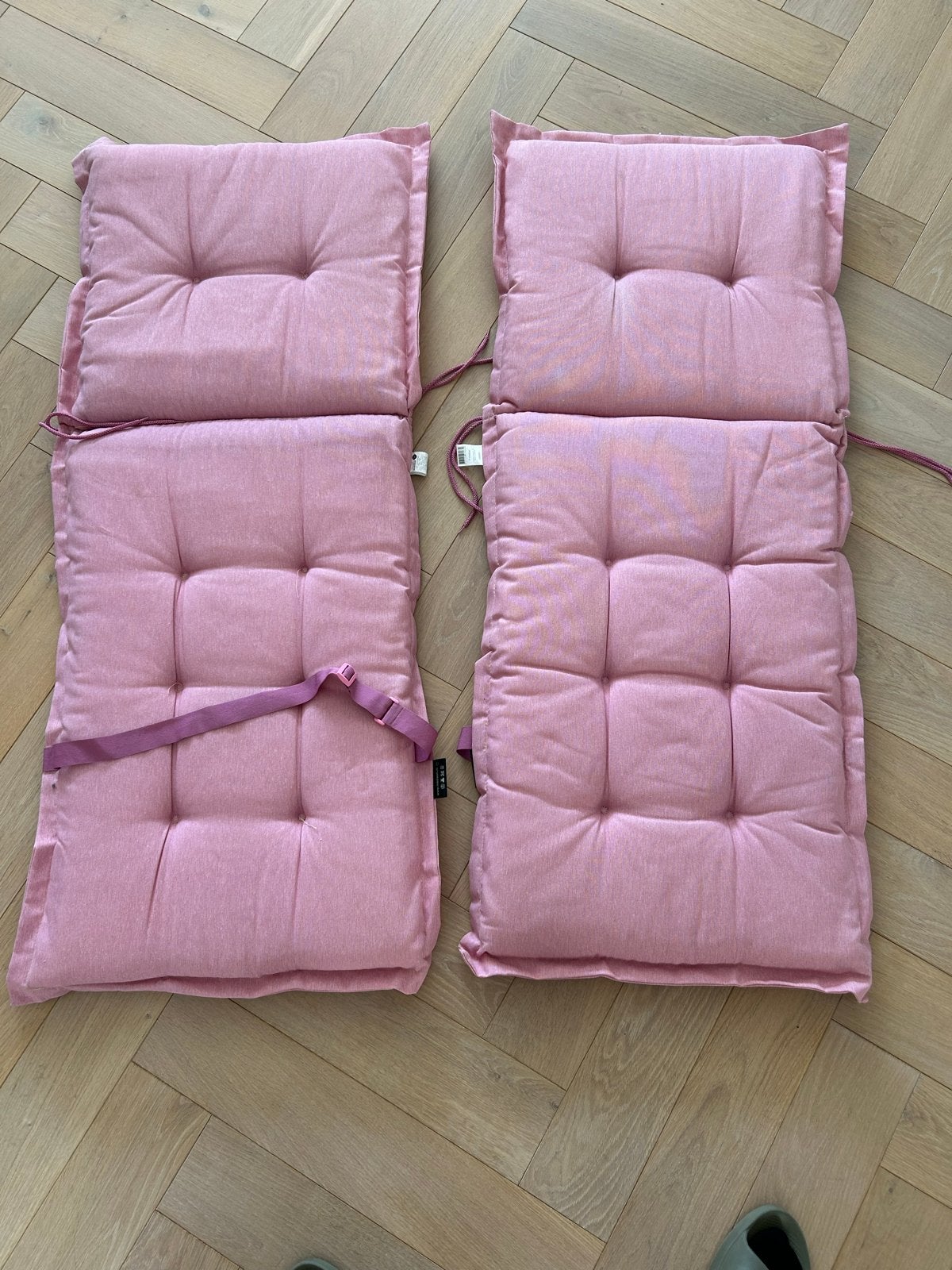 Roze tuinstoelkussens 48x115 cm, Tuin en Terras, Ophalen of Verzenden, Gebruikt