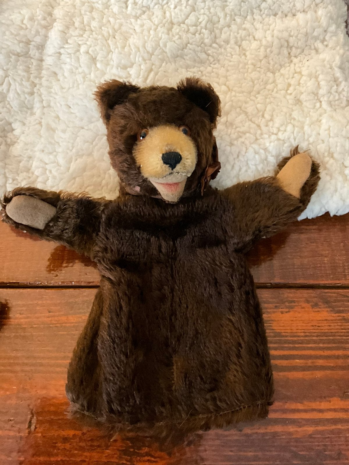 Antieke zeldzame handpop van Steiff lieve beer, Ophalen of Verzenden