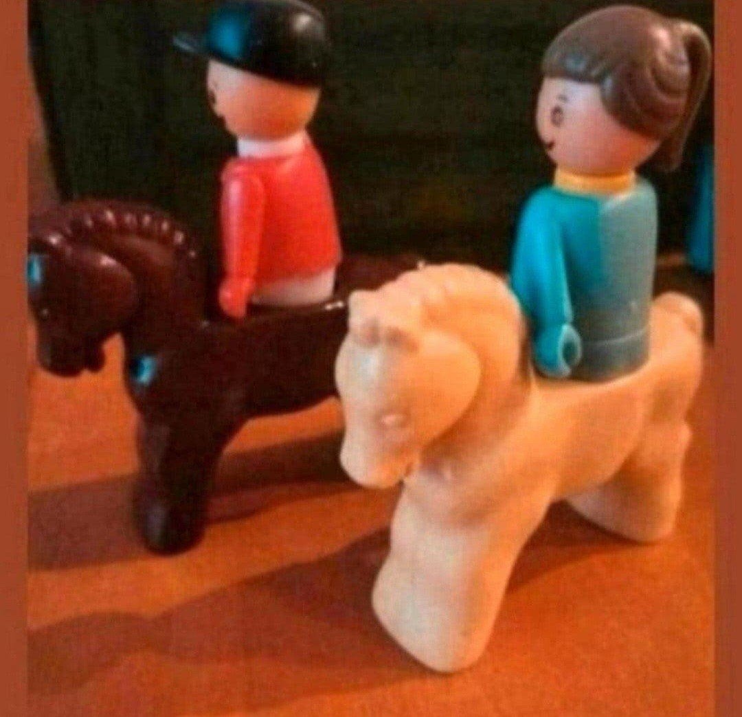 Playmobil Figuren met Paarden -vintage. gebruikt Zo goed als, Complete set, Ophalen of Verzenden, Zo goed als nieuw, Figuren