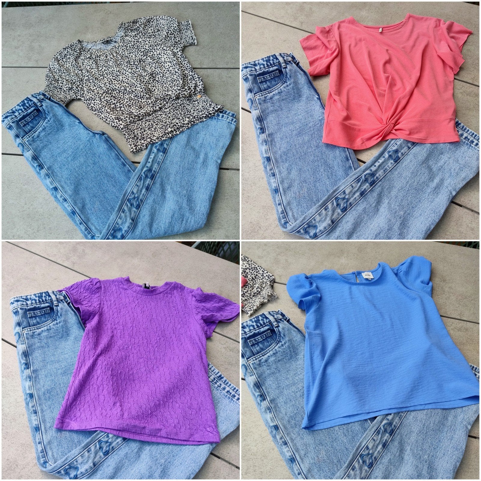 Shoeby Wide Leg Jeans met hartjes - Maat 158/164, Kinderen en Baby's, Kinderkleding | Maat 164, Broek, Meisje, Ophalen of Verzenden