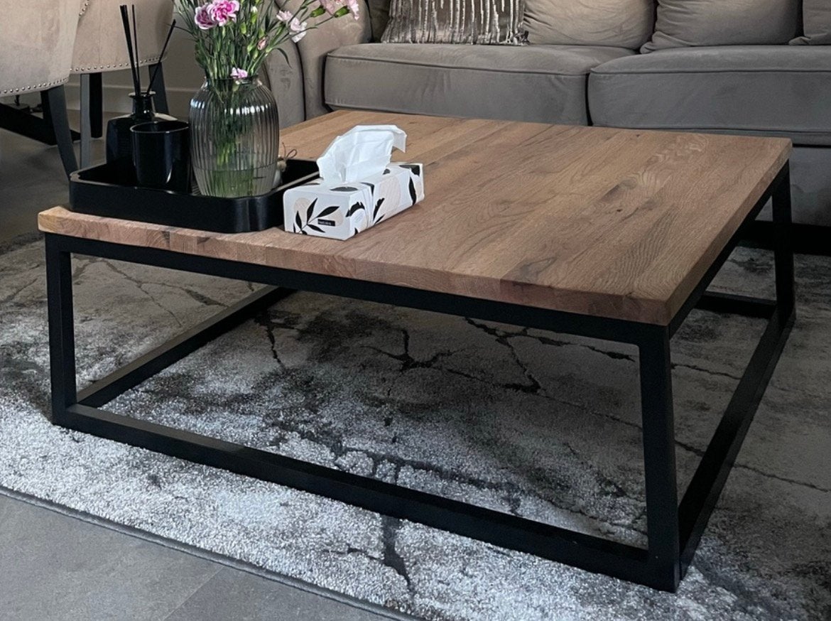 Salontafel 100x100, Ophalen, 100 tot 150 cm, 50 tot 100 cm, Zo goed als nieuw