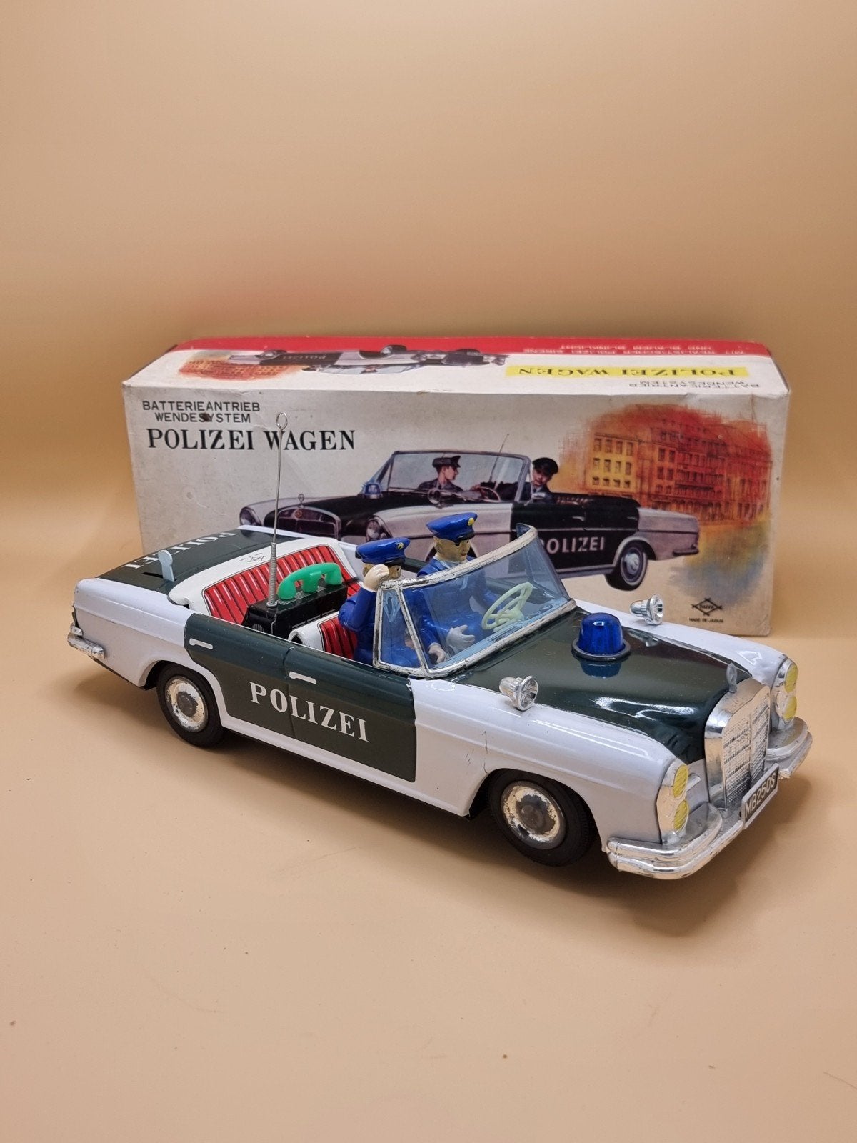 Daiya Japan zeer grote blikken Mercedes Polizei in doos, Antiek en Kunst, Antiek | Speelgoed, Ophalen of Verzenden