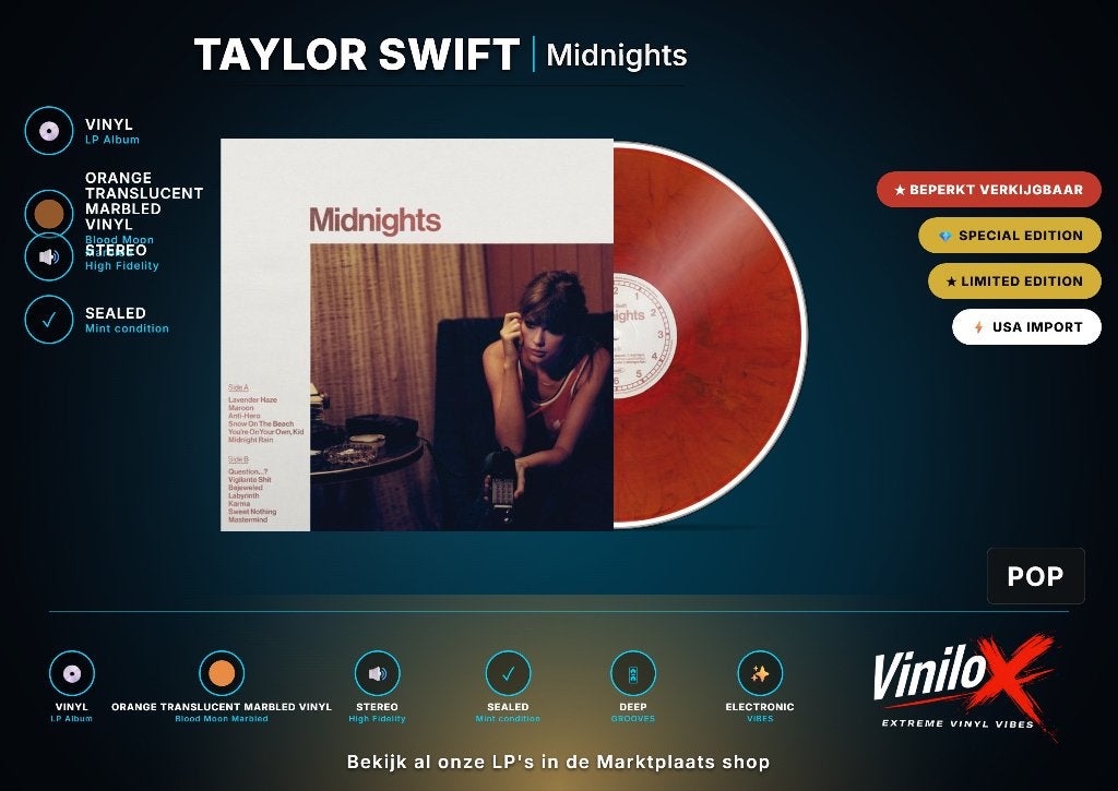 Taylor Swift – Midnights | LP | Orange Translucent Marbled…, Geseald, Ophalen of Verzenden, Nieuw in verpakking, 12 inch