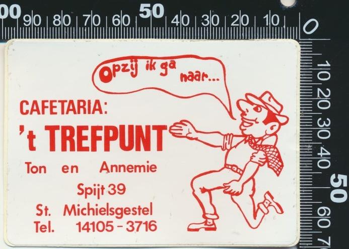 Sticker: Cafetaria Het Trefpunt - Sint Michielsgestel (1), Ophalen of Verzenden, Zo goed als nieuw, Bedrijf of Vereniging