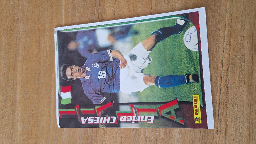 Poster 20x30 cm met handtekening; Enrico Chiesa # Italie, Ophalen of Verzenden, Nieuw, Buitenlandse clubs, Poster, Plaatje of Sticker