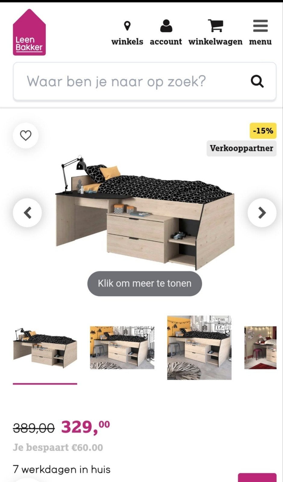 Hoogslaper met bureau en opbergruimte, Ophalen, Gebruikt, 90 cm, 200 cm