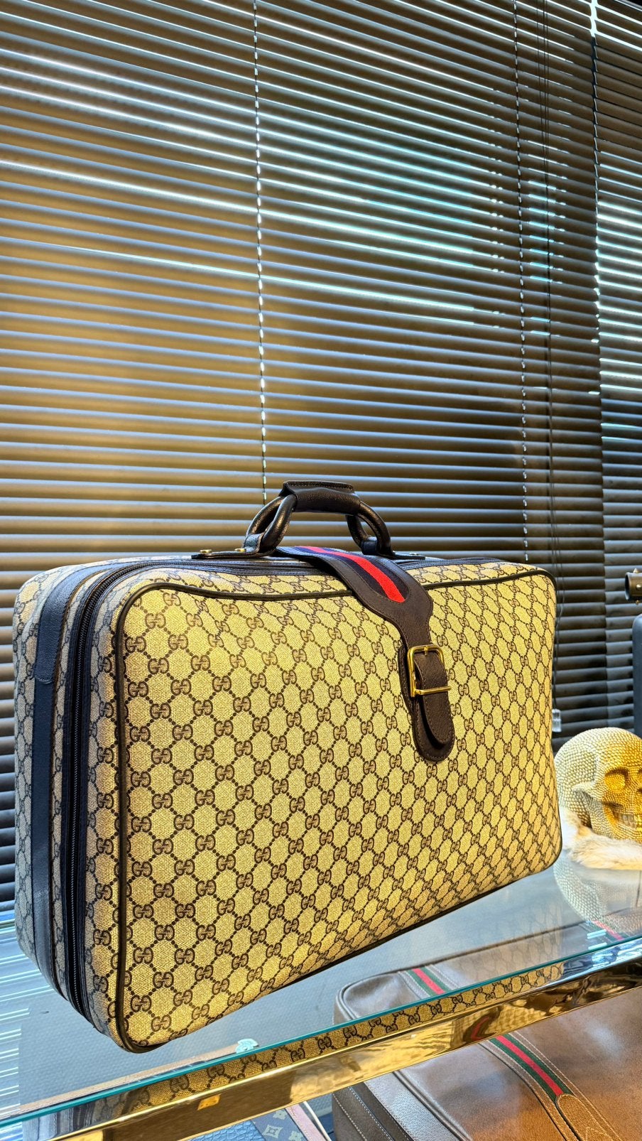 Gucci reistas koffer travelbag 1970 vintage, 30 cm of meer, Blauw, Minder dan 35 cm, Ophalen of Verzenden
