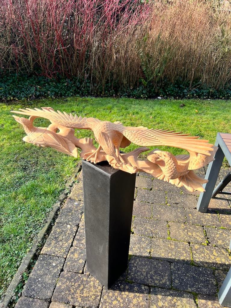 prachtig handgemaakt teakhout adelaar uit een stuk gesneden, Ophalen of Verzenden