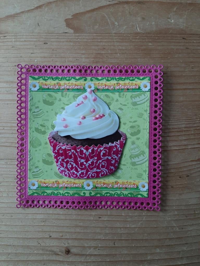 Stans kaart opleg met 3d plaatje cupcake, Ophalen of Verzenden, Nieuw, Overige thema's